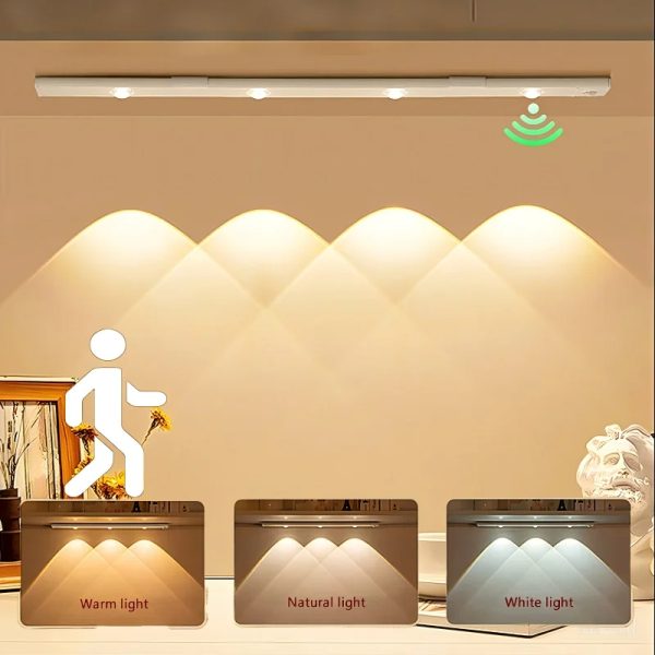LED Motion Sensor Night Light 3 Colours Changing Eye Protection Desk Light Cabinet Decorative Light Indoor Night Lighting - Image 2