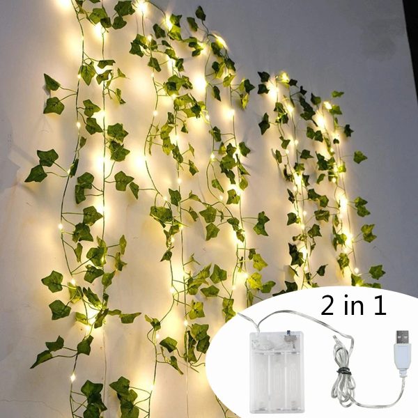Flower Green Leaf String Lights USB And Battery Powered Ivy Vine Fairy Lights Garland For Party Wedding Courtyard Decoration - Image 5