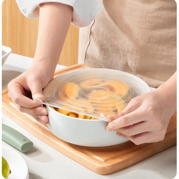 6Pcs Food Grade Silicone Preservation Cover Reusable Airtight Food Universal Dish Stretch Round Lids For Kitchen Accessories - Image 8