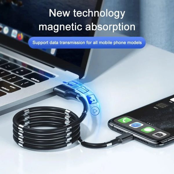 Magnet Charging Cable Magic Rope Self Winding Type C Micro USB Cable Cord Charge Data Cable For iphone Mobile Phone Charger Wire - Image 2