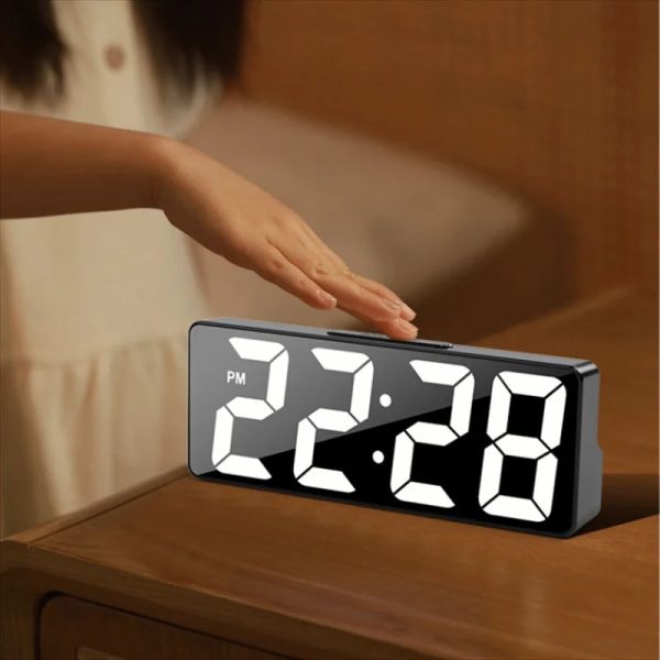 Latest Digital Clock LED Alarm Clock Bedroom Electronic Desktop Clock With Temperature Display Adjustable Brightness 12/24 Hours - Image 4