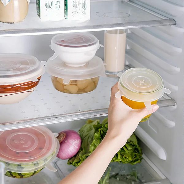6Pcs Food Grade Silicone Preservation Cover Reusable Airtight Food Universal Dish Stretch Round Lids For Kitchen Accessories - Image 10