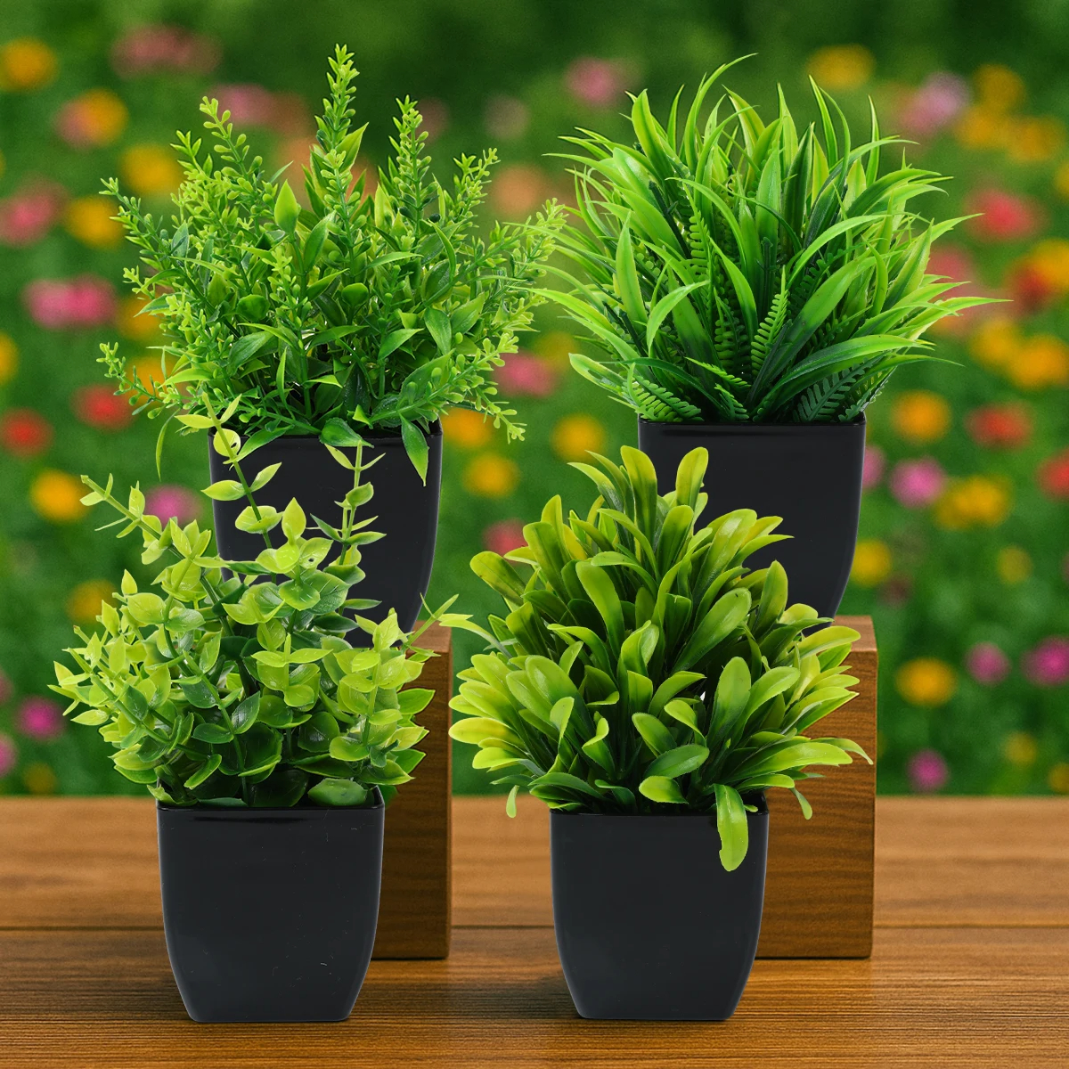 1/4pcs Artificial Plants Potted Green Bonsai Small Tree Grass Plant Pot Ornament Fake Flower for Home Garden Decor Wedding Party