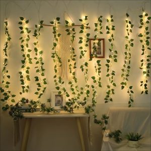 Flower Green Leaf String Lights USB And Battery Powered Ivy Vine Fairy Lights Garland For Party Wedding Courtyard Decoration
