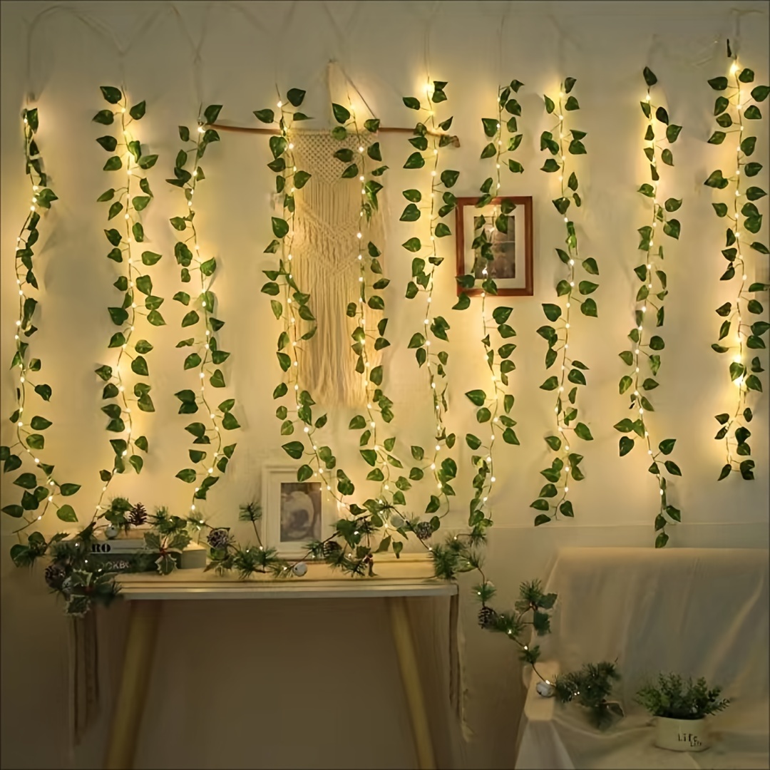 Flower Green Leaf String Lights USB And Battery Powered Ivy Vine Fairy Lights Garland For Party Wedding Courtyard Decoration