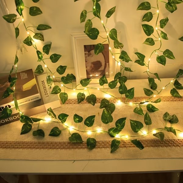 Flower Green Leaf String Lights USB And Battery Powered Ivy Vine Fairy Lights Garland For Party Wedding Courtyard Decoration - Image 2