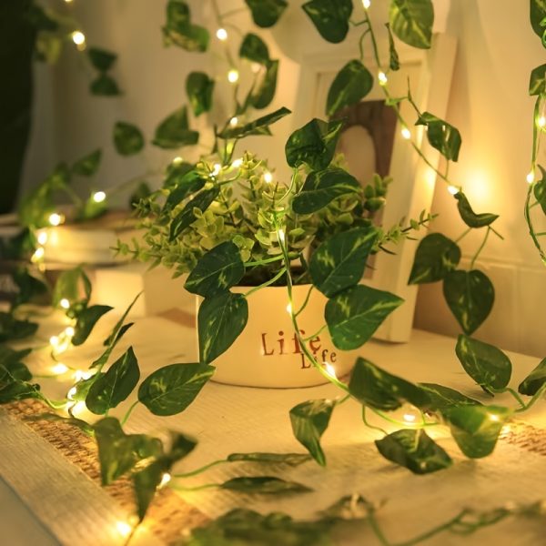 Flower Green Leaf String Lights USB And Battery Powered Ivy Vine Fairy Lights Garland For Party Wedding Courtyard Decoration - Image 3