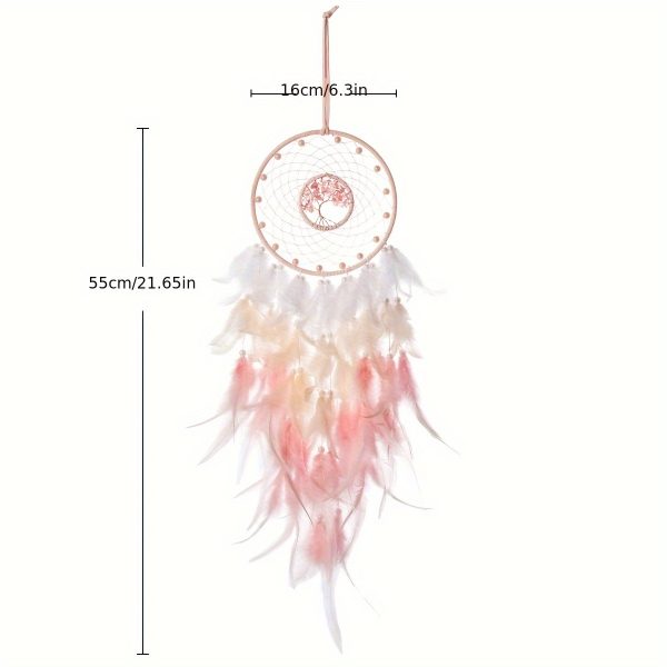 Dream Catcher Pink The Tree of Life Healing Crystal Stone kawaii hanging ornaments Nursery Room Decor Christams Decoration Gift - Image 2