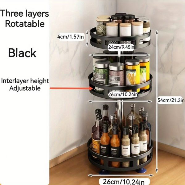 Revolving Kitchen Spice Rack Organizer Rotatable Detachable Turnable Spice Rack Seasoning Organizer - Image 3
