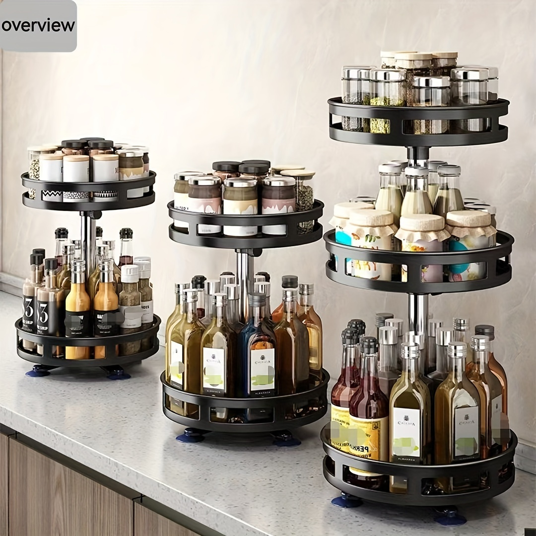 Revolving Kitchen Spice Rack Organizer Rotatable Detachable Turnable Spice Rack Seasoning Organizer
