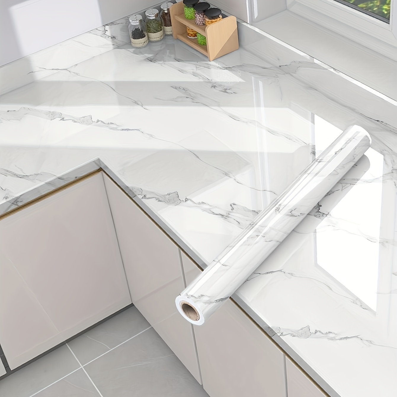 Roll Self-Adhesive Kitchen Stickers, Waterproof And Oil-Proof Self-Adhesive Wall Stickers