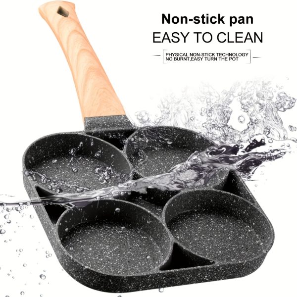 Medical stone four-hole omelette pot household non-stick flats-bottomed egg dumpling pot breakfast egg burger frying pan - Image 8