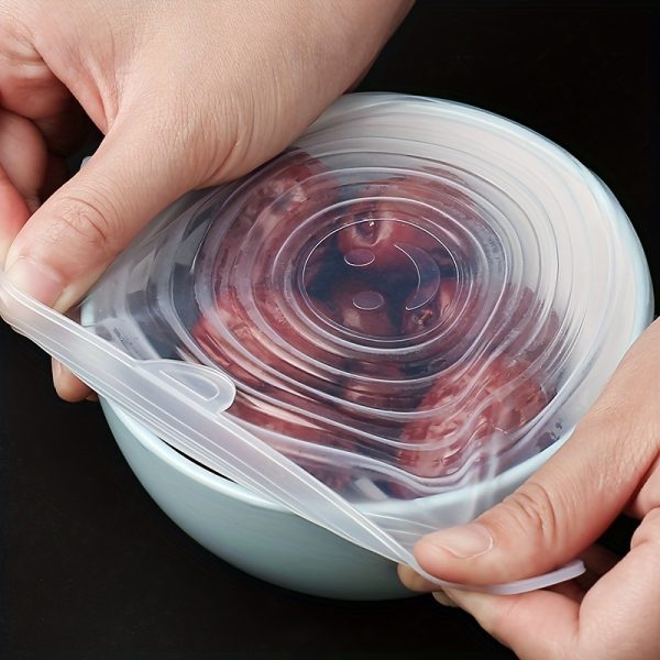 6Pcs Food Grade Silicone Preservation Cover Reusable Airtight Food Universal Dish Stretch Round Lids For Kitchen Accessories - Image 3