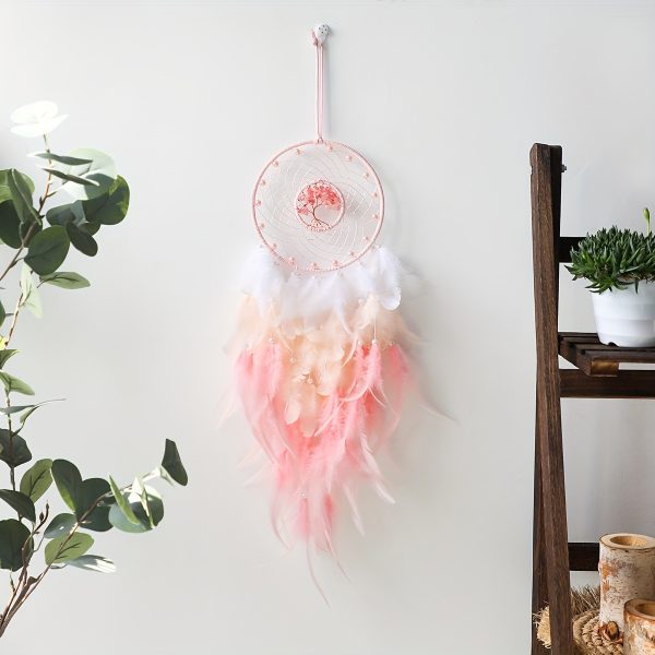 Dream Catcher Pink The Tree of Life Healing Crystal Stone kawaii hanging ornaments Nursery Room Decor Christams Decoration Gift - Image 3