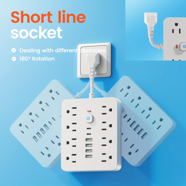 14-in-1 Power Strip with Surge Protector - 8 AC Outlets And 6 USB Ports (2 USB-C) - Image 3