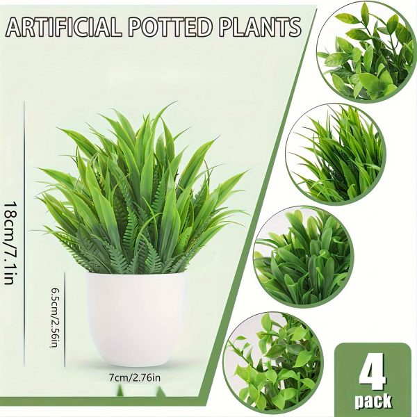 1/4pcs Artificial Plants Potted Green Bonsai Small Tree Grass Plant Pot Ornament Fake Flower for Home Garden Decor Wedding Party - Image 5