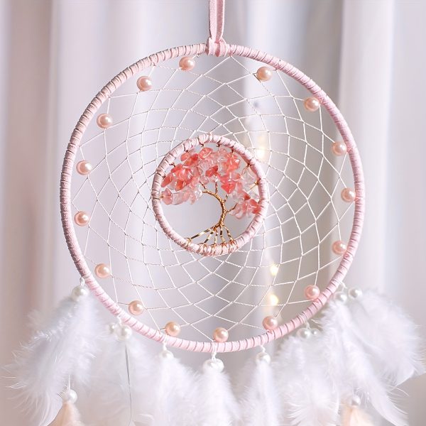 Dream Catcher Pink The Tree of Life Healing Crystal Stone kawaii hanging ornaments Nursery Room Decor Christams Decoration Gift - Image 5