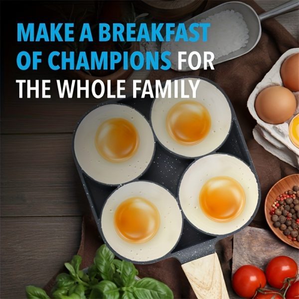 Medical stone four-hole omelette pot household non-stick flats-bottomed egg dumpling pot breakfast egg burger frying pan - Image 7