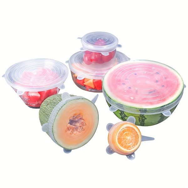 6Pcs Food Grade Silicone Preservation Cover Reusable Airtight Food Universal Dish Stretch Round Lids For Kitchen Accessories - Image 2