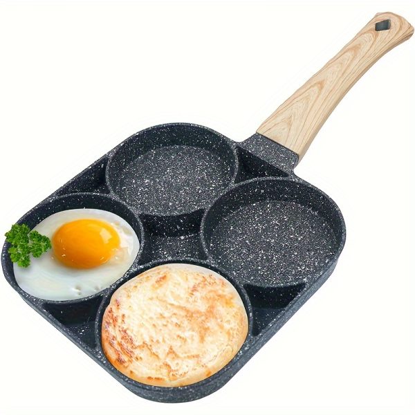 Medical stone four-hole omelette pot household non-stick flats-bottomed egg dumpling pot breakfast egg burger frying pan - Image 4