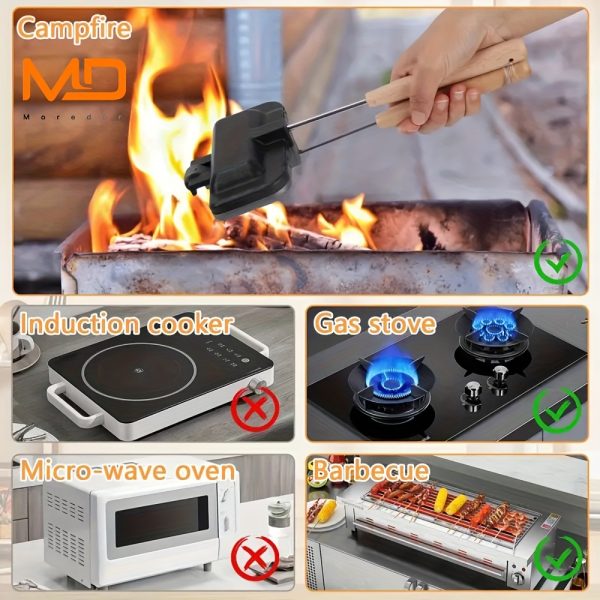 Hot Dog Toaster Non Stick Aluminum Alloy Double-Sided Sandwich Pan Bread Toast Breakfast Machine Double-Sided Sandwich Fry Pan - Image 7