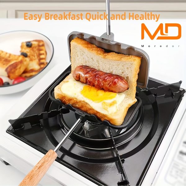 Hot Dog Toaster Non Stick Aluminum Alloy Double-Sided Sandwich Pan Bread Toast Breakfast Machine Double-Sided Sandwich Fry Pan