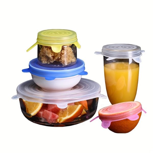 6Pcs Food Grade Silicone Preservation Cover Reusable Airtight Food Universal Dish Stretch Round Lids For Kitchen Accessories - Image 6