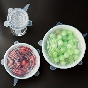 6Pcs Food Grade Silicone Preservation Cover Reusable Airtight Food Universal Dish Stretch Round Lids For Kitchen Accessories