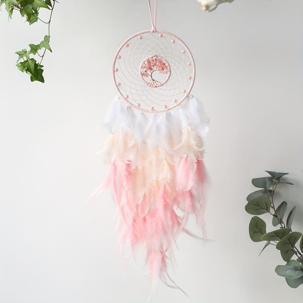 Dream Catcher Pink The Tree of Life Healing Crystal Stone kawaii hanging ornaments Nursery Room Decor Christams Decoration Gift - Image 6