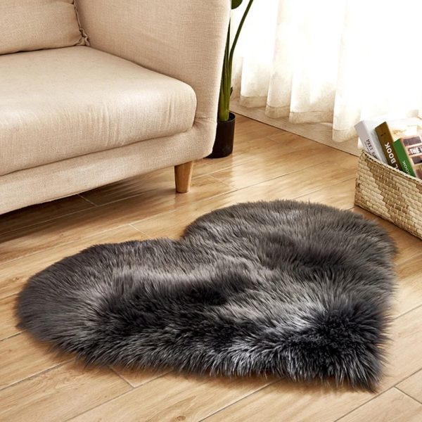 Plush Carpet Heart Shaped Faux Fur Rug Imitation Wool Christmas Coffee Table LivingRoom Shag Carpet Solid Color Style - Image 6