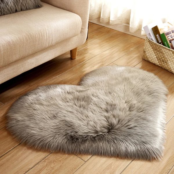 Plush Carpet Heart Shaped Faux Fur Rug Imitation Wool Christmas Coffee Table LivingRoom Shag Carpet Solid Color Style - Image 8