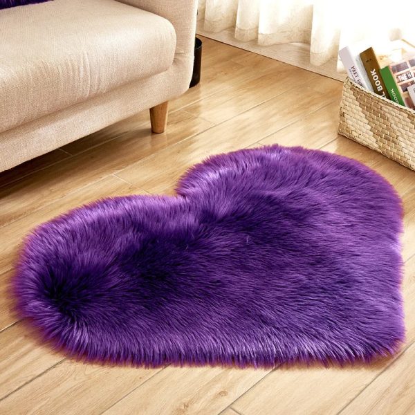 Plush Carpet Heart Shaped Faux Fur Rug Imitation Wool Christmas Coffee Table LivingRoom Shag Carpet Solid Color Style - Image 10